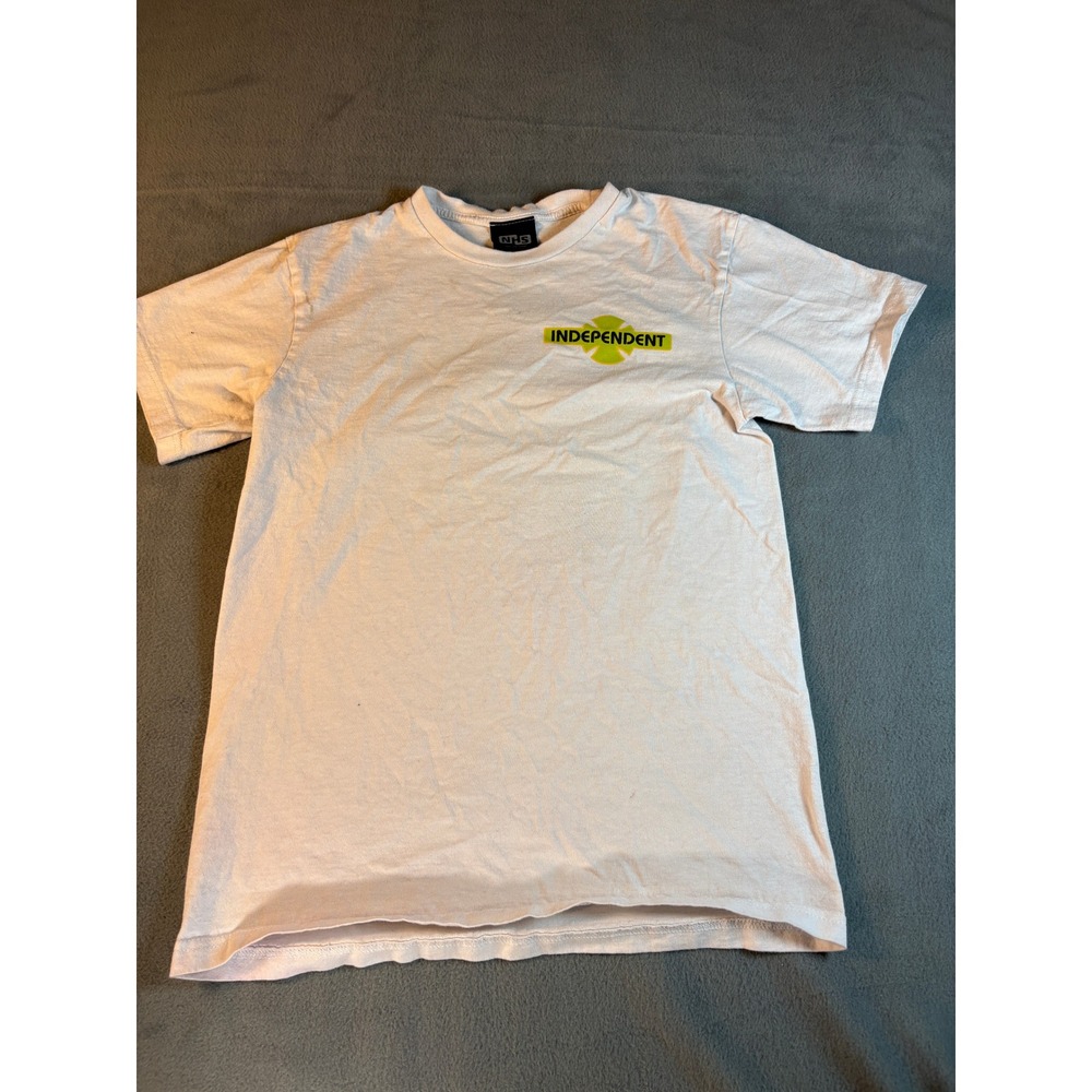 Independent Truck Co NHS Skate T-Shirt White Lime Green Logo Mens Small